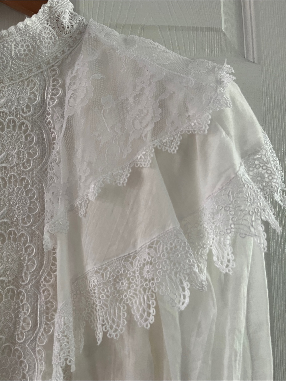 Vintage Jessica McClintock White Lace High-Neck Dress - Picture 2 of 11